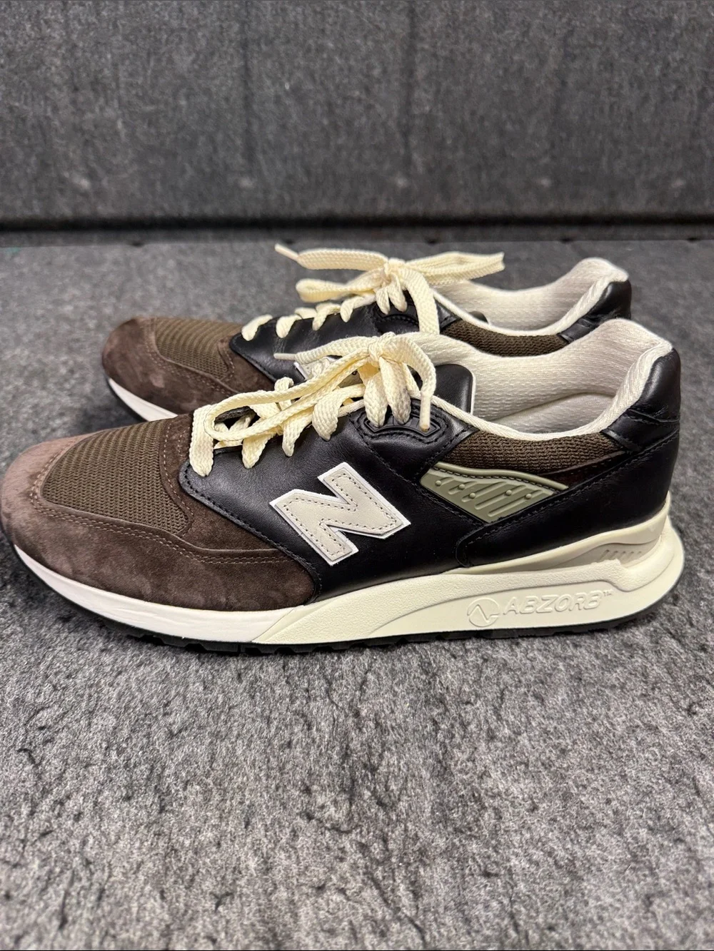 New Balance 998 Men's Brown & Cream Classic Suede Athletic Sneakers